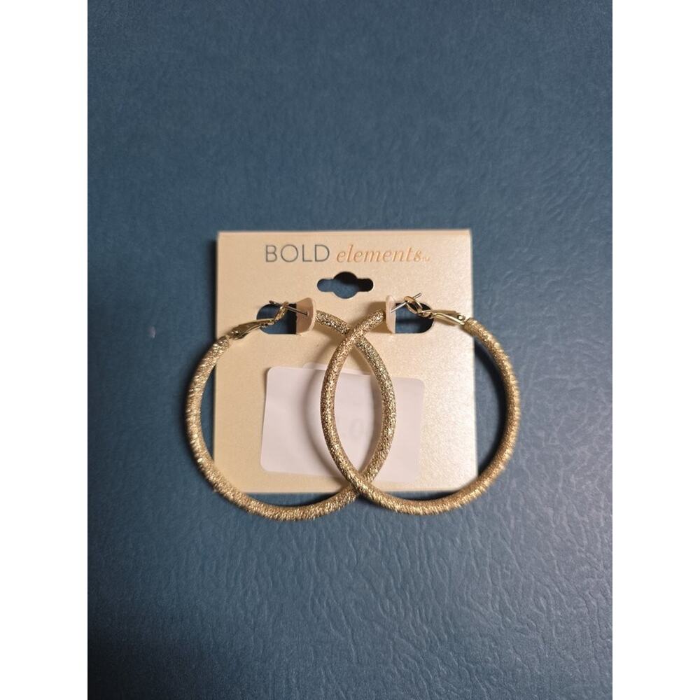 Bold Elements Gold-Tone Hoop Earrings